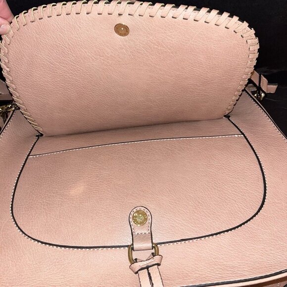 Sole/Society Pebbled Satchel Faux Leather Tote Shoulder Strap Tan Beige Animal P - Picture 12 of 16